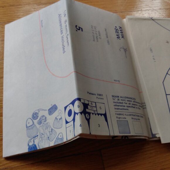 Vintage 70s Purse Sewing Pattern UNCUT Kwik Sew 1001 Shoulder Bags - Picture 9 of 9